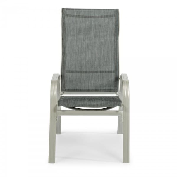 HOMESTYLES Captiva Charcoal Gray Stationary Cast Aluminum Outdoor Dining Arm Chair (Set of 2)