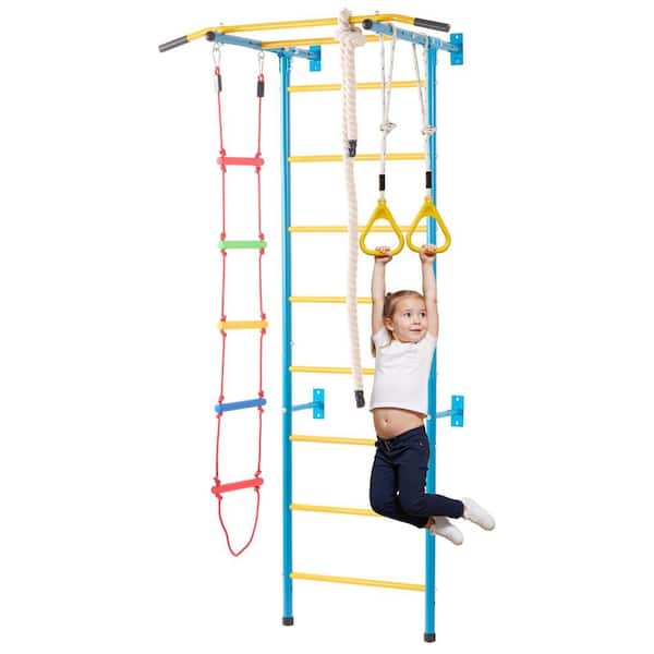 Indoor Jungle Gym for Toddlers, 5-in-1 Climbing Playset with Carbon Steel Swedish Ladder, Supports 220 lbs., Multicolor