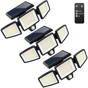 Outdoor Solar 210 LED Security Lights with Remote Control, 270-Degree Wide Angle Flood Wall Lights with 3 Modes (3-Pack)