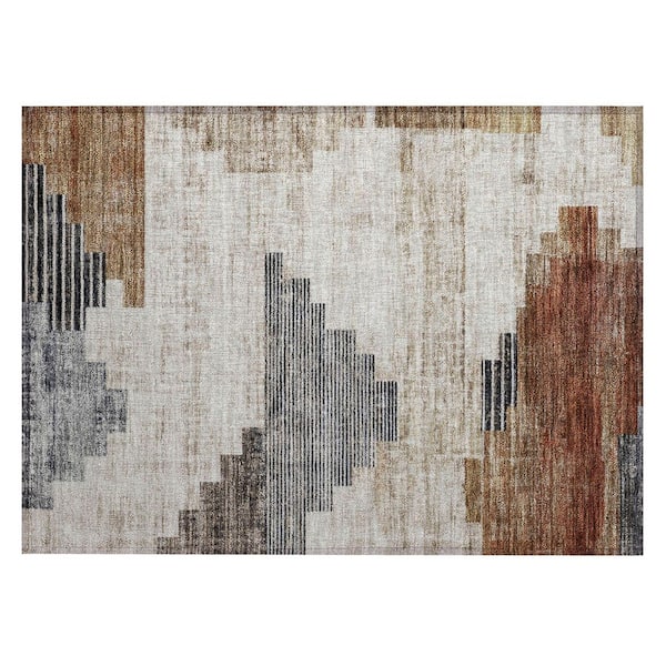 Chantille Machine Washable Indoor/Outdoor Abstract ACN1829 Paprika 2 ft. x 3 ft. Accent Rug