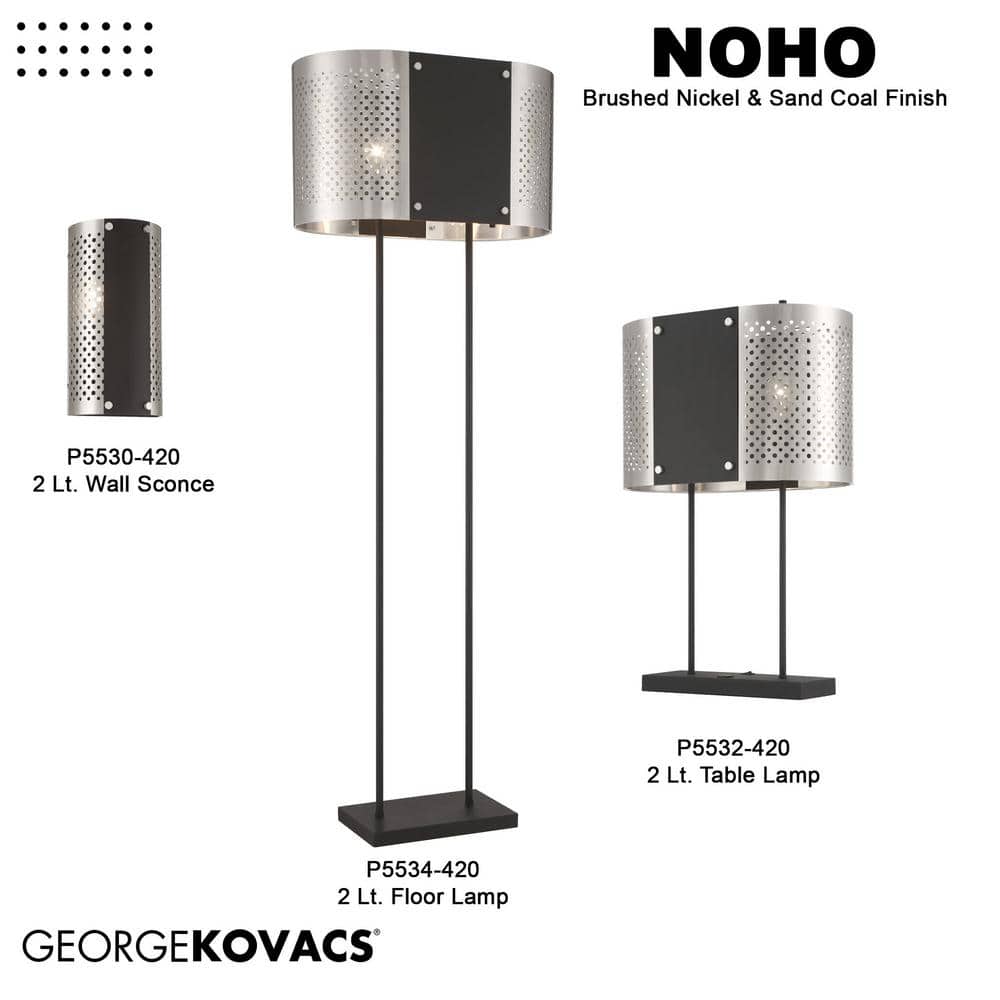 Noho 4-Light Brushed Nickel Drum Pendant with Sand Coal Accents