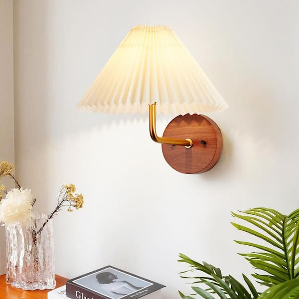 LANSEKI Mayville 12 in. Classic 1-Light Dimmable Wall Sconce with White Parchment Paper Shade