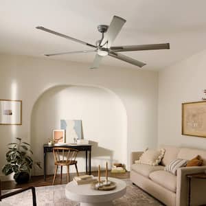Szeplo II 80 in. Outdoor Weathered Steel Downrod Mount Ceiling Fan with Integrated LED with Wall Control Included
