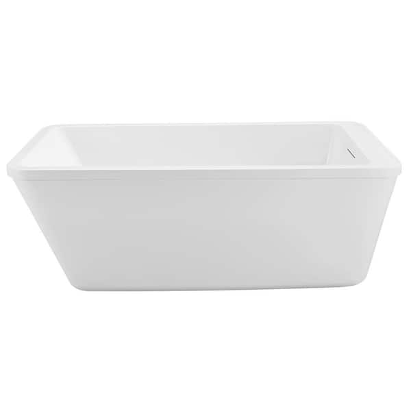 Streamline 60 in. Acrylic Flatbottom Non-Whirlpool Bathtub in Glossy White with Polished Gold Drain