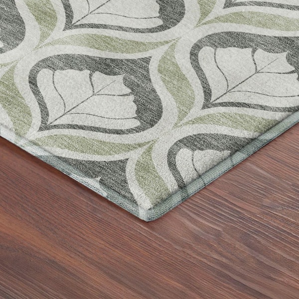 Mayfield Premium Machine Washable Abstract AMF2379 Celery 2 ft. x 3 ft. Accent Rug