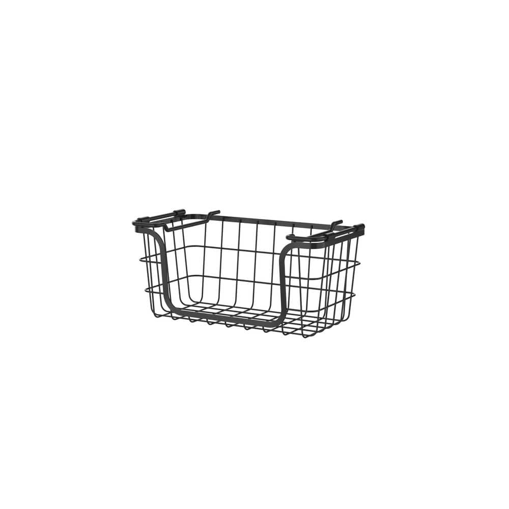 Modern Black Metal Wire 3-Piece Stackable Storage Basket Set