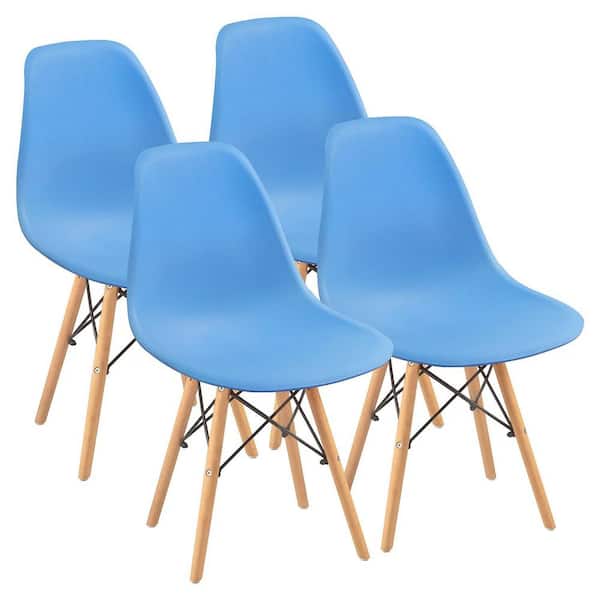 LACOO Eames Azure Pre Assembled Mid Century Modern Style Dining Chair, DSW Shell Plastic Side Chairs (Set of 4)