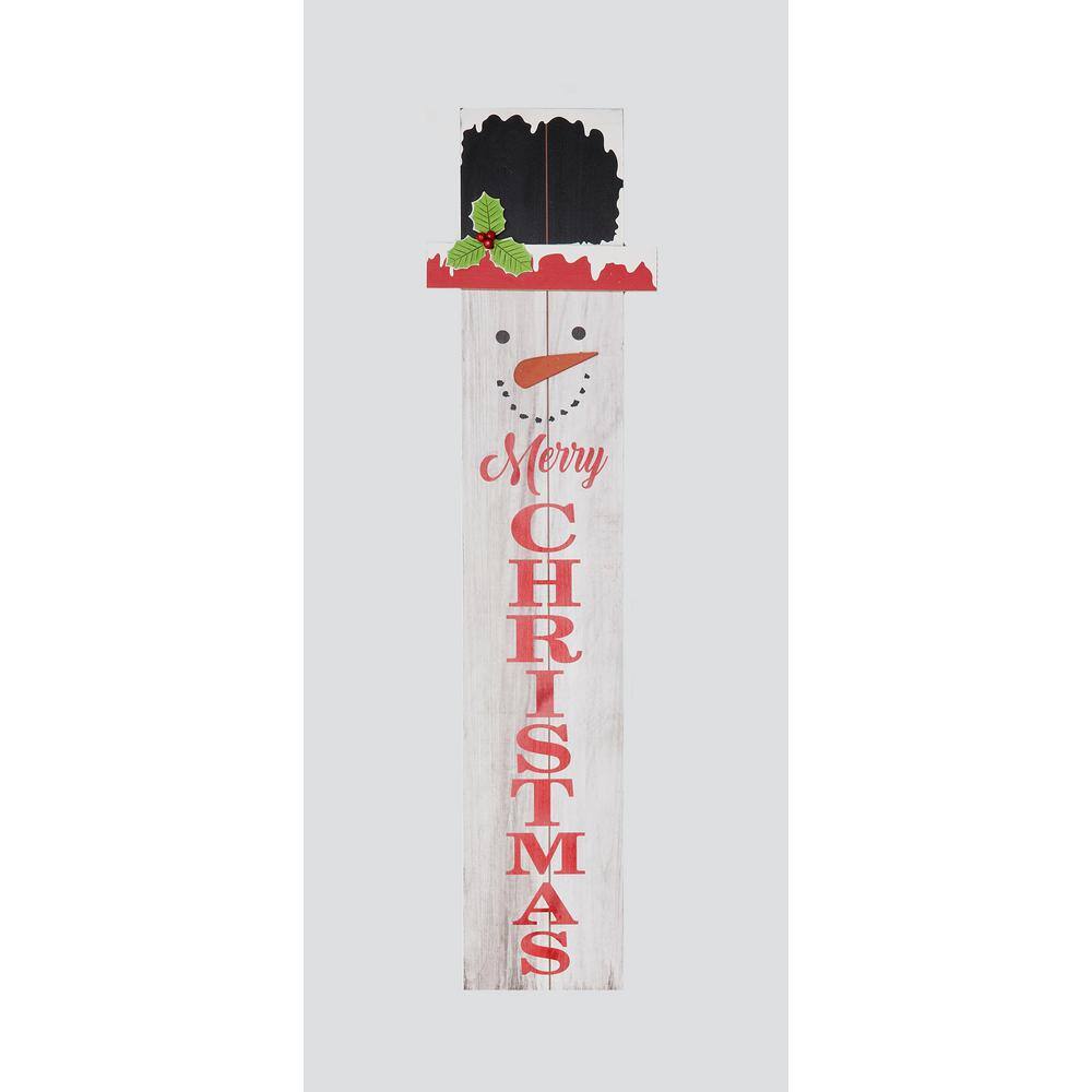 40 in. Wood Snowman Merry Christmas Porch Sign 8342 - The Home Depot