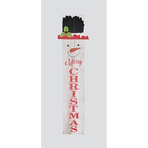 40 in. Wood Snowman Merry Christmas Porch Sign