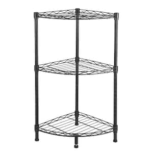 Corner Black 3-Tier Metal Freestanding Garage Storage Shelving Unit (13.78 in. W x 31.5 in. H x 13.78 in. D)