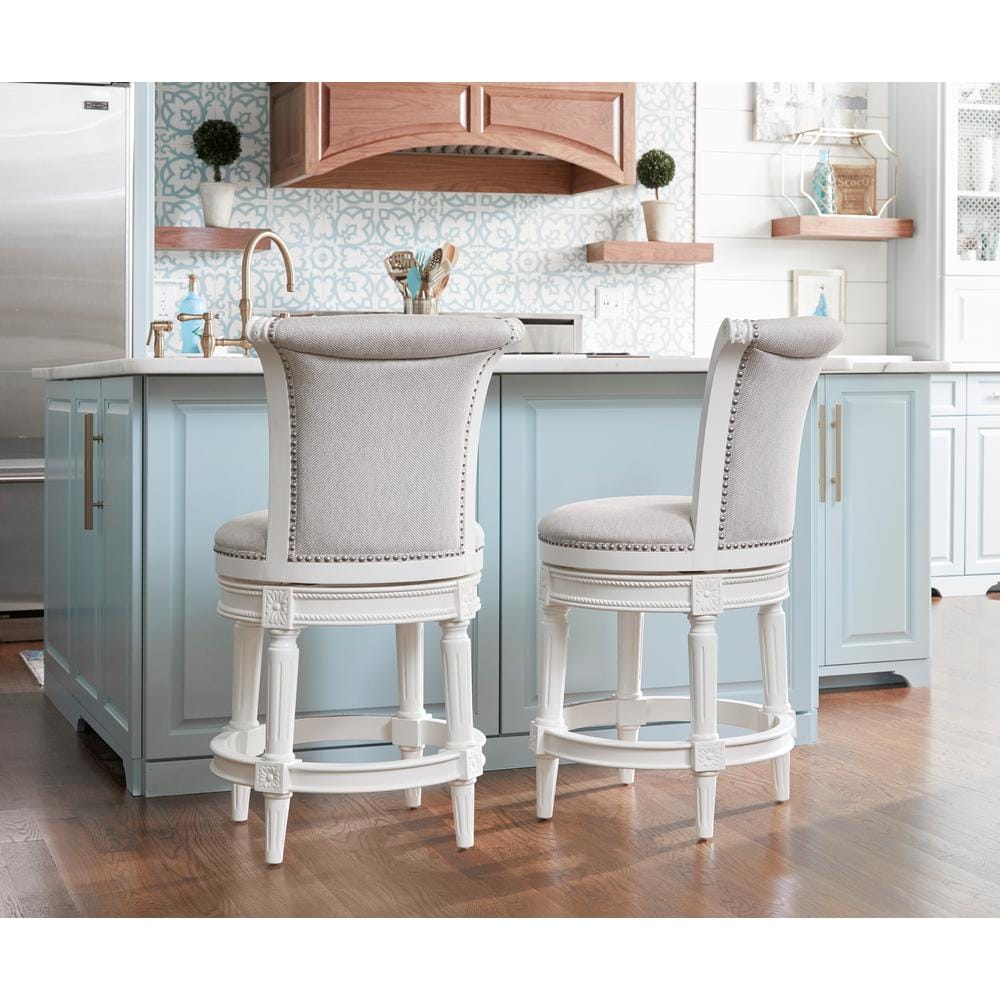 white bar stools with gray seat