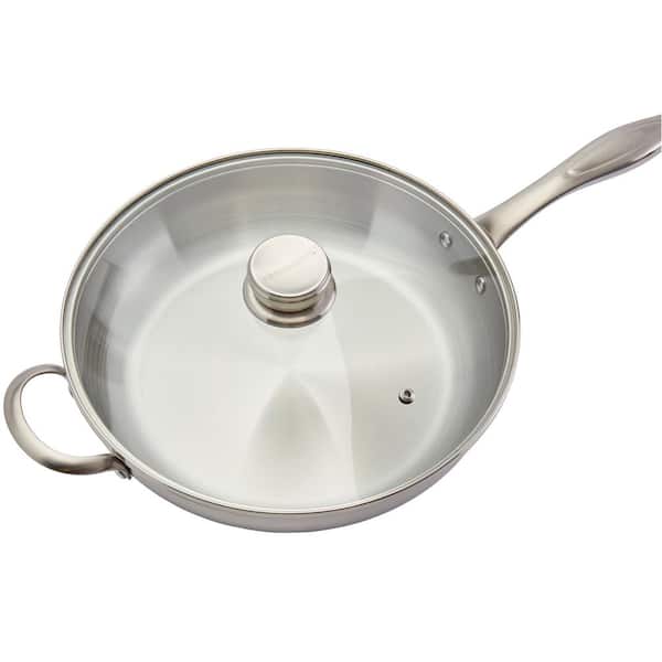 Crofton 12” Stainless Steel Skillet Sauté Fry Pan With Glass Lid