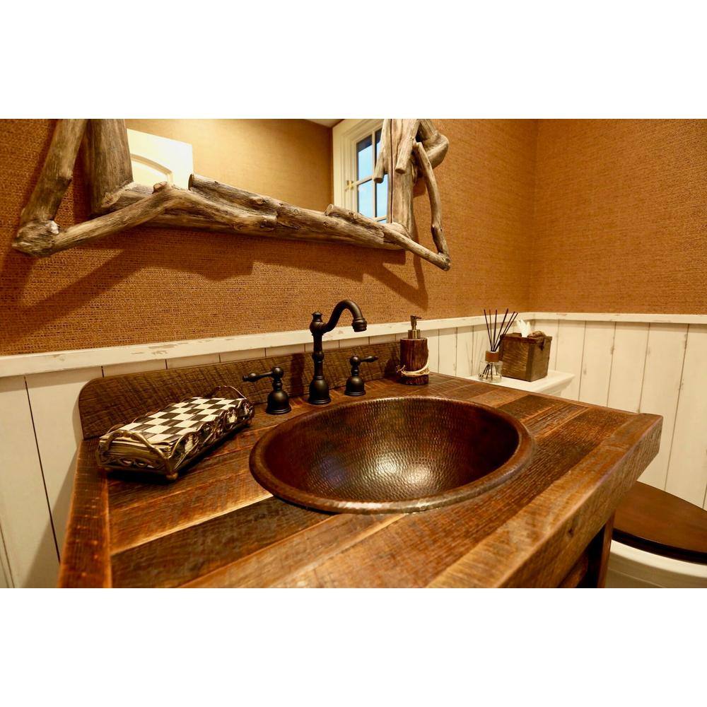22" Hammered Copper Oval Bathroom Sink