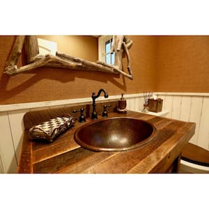 Self-Rimming Master Bath Oval Hammered Copper Bathroom Sink in Oil Rubbed Bronze