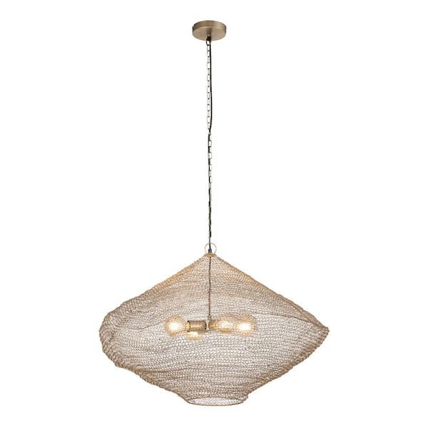 CANARM Warren 40-Watt 4-Light Antique Brass Statement Pendant Light
