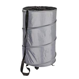 Gray 18.1 in. x 31.1 in. x 31.1 in. Polyester Minimalist Round Rolling Pop Up Laundry Room Hamper