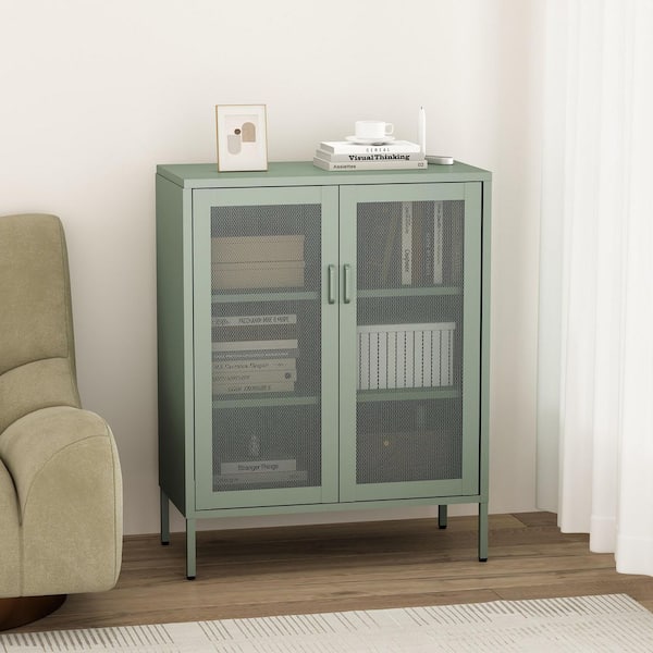 Manhattan Comfort Amelia Green 40 in. H Modern Accent Cabinet with 3 Adjustable Shelves