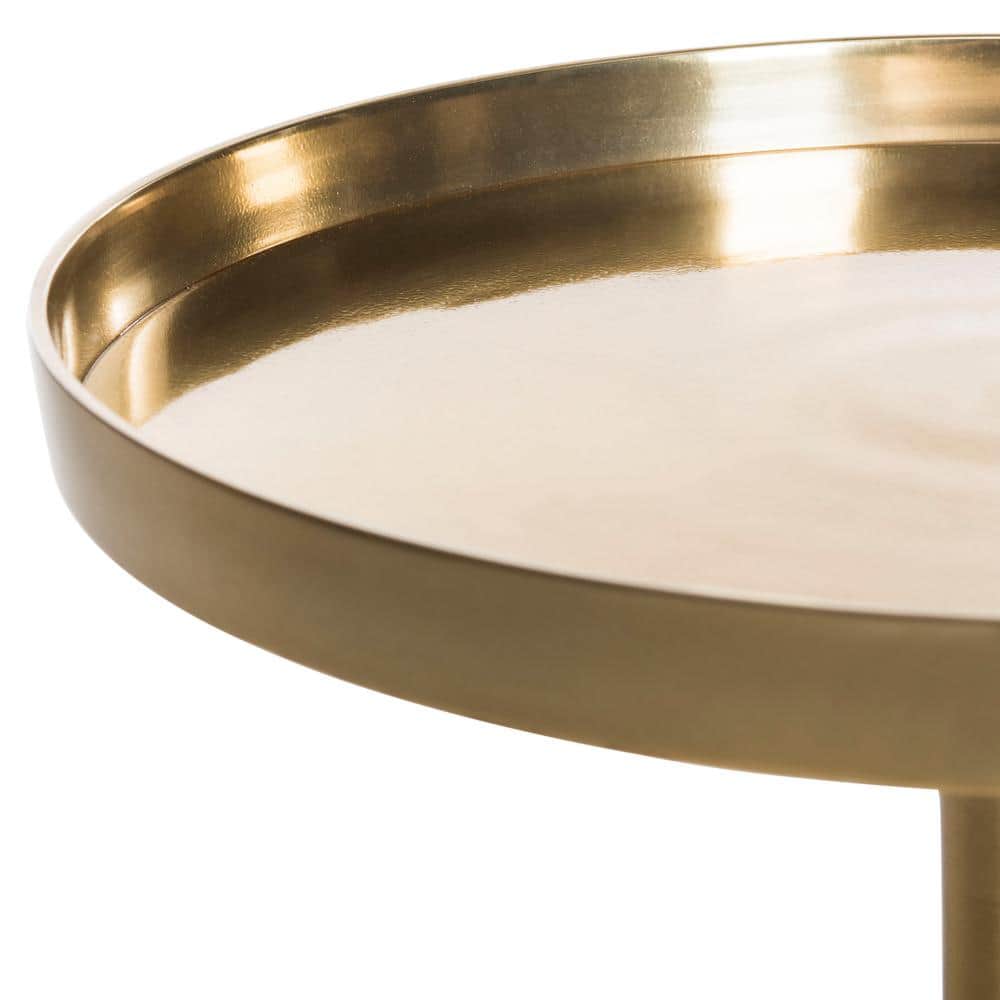Corvus 16" Antique Brass Round Metal Side Table