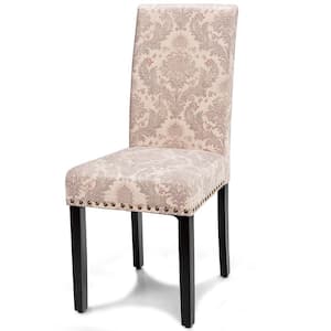 Pink Fabric Dining Chairs Upholstered with Nailhead Trim (Set of 2)