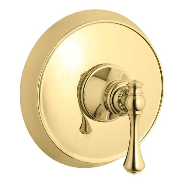 KOHLER Revival 1-Handle Tub and Shower Faucet Trim Kit with Lever Handle in Polished Brass (Valve Not Included)