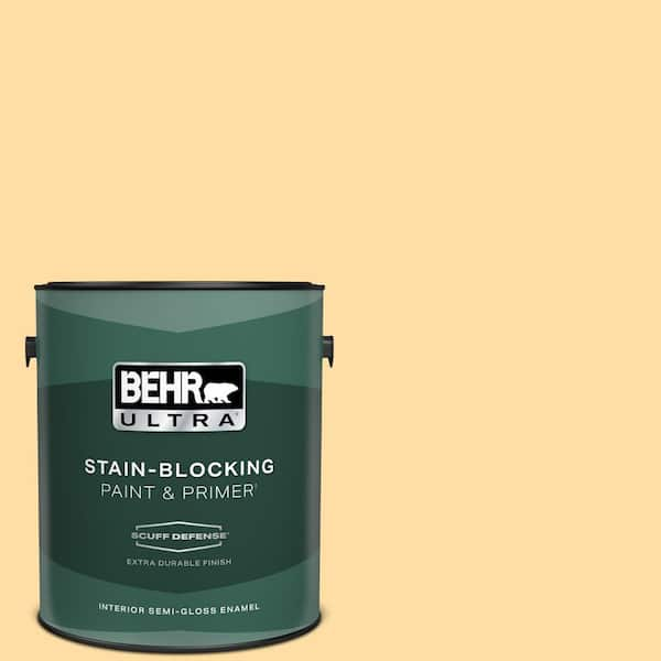 BEHR ULTRA 1 gal. #300A-3 Melted Butter Extra Durable Semi-Gloss Enamel Interior Paint & Primer