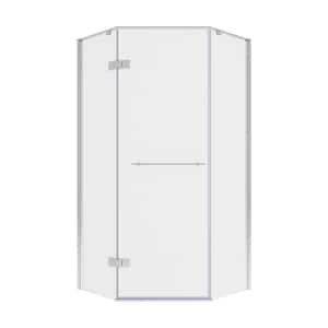Ovation Curve 38 in. W x 72 in. H Neo Angle Fixed Semi-Frameless Corner Shower Enclosure in Silver Shine
