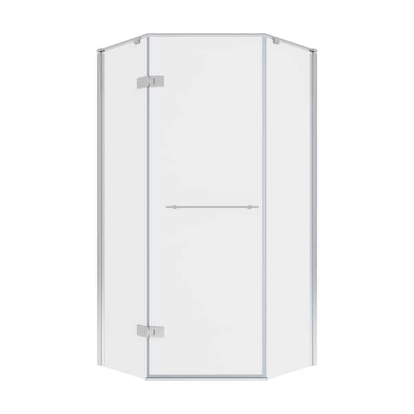 American Standard Ovation Curve 38 in. W x 72 in. H Neo Angle Fixed Semi-Frameless Corner Shower Enclosure in Silver Shine