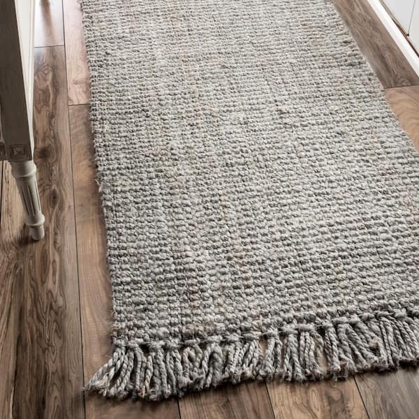 Natura Chunky Loop Jute Gray 3 ft. x 12 ft. Runner Rug