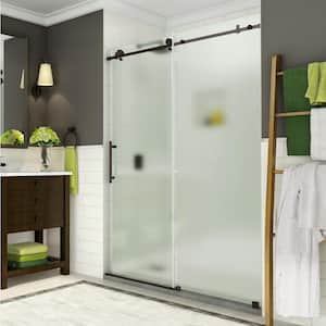 Coraline 44 in. - 48 in. x 76 in. Frameless Sliding Shower Door with Frosted Glass in Bronze