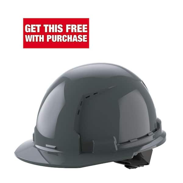 BOLT Gray Type 1 Class C Front Brim Vented Hard Hat with 4 Point Ratcheting Suspension