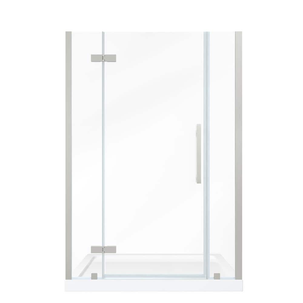 Tampa Satin Nickel Frameless Alcove Shower Kit with Tempered Glass Panels