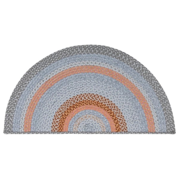 Braided Gray/Rust 2 ft. x 4 ft. Machine Washable Multi Striped Specialty Area Rug