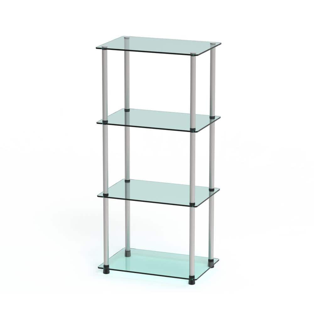 12 in. W x 18 in. D x 40 in. H Glass Freestanding Bathroom Shelf in