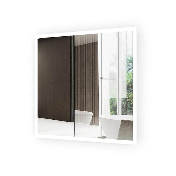 AUTHENTIK 30 in. W x 30 in. H Square Landscape Frameless Wall Mounted LED Bathroom Vanity Mirror