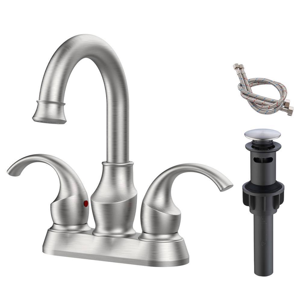 4 in. Centerset 2-Handle Bathroom Faucet with Spot Defense and Drain Assemb
