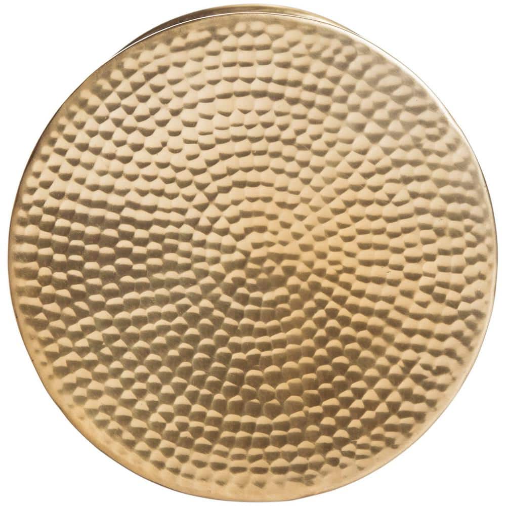 Transitional 12'' Gold Hammered Metal Round Accent Table
