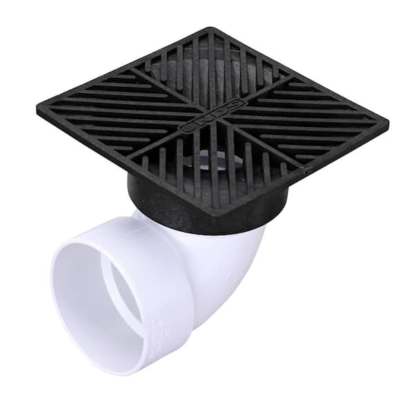 Storm Drain FSD-064-S 6 Square Plastic Bottom Outlet Grate with Drain