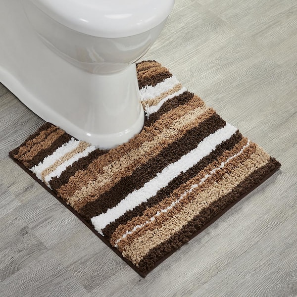 Better Trends Griffie Collection 20 in. x 20 in. Brown Polyester Contour Bath Rug