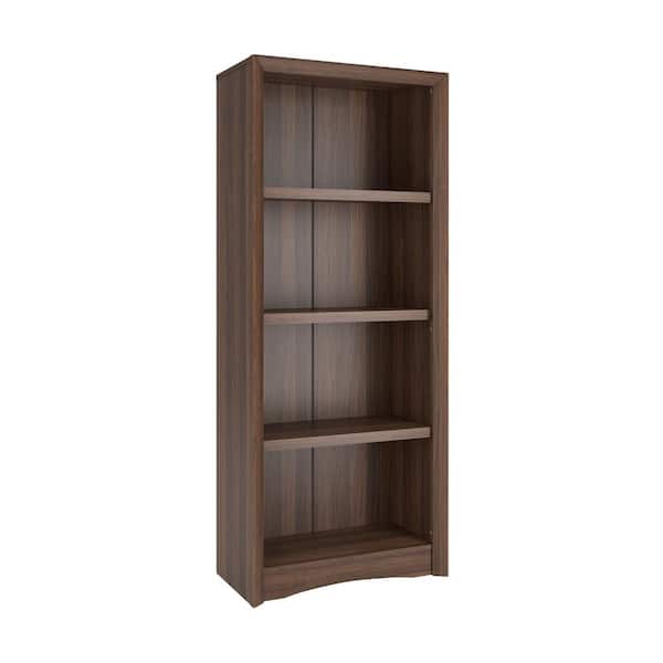 CorLiving Quadra 71 in. Walnut Engineered Wood 4-shelf Standard Bookcase with Adjustable Shelves