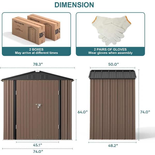 Lofka 8 ft. W x 6 ft. D Outdoor Storage Metal Shed with Double