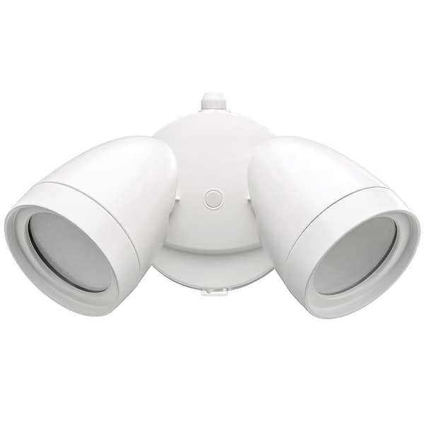 ETI LIGHTING Dusk to Dawn Sensor White Exterior Outdoor Twin Head LED Flood Light Security 1200 to 2400 Lumens 4000K Wet Rated