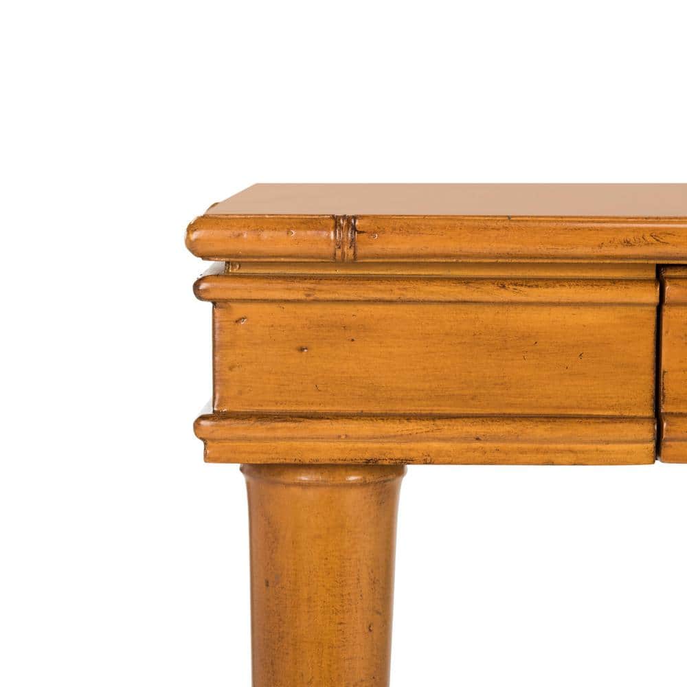 Transitional Bamboo-Inspired Single Drawer Writing Desk - Brown