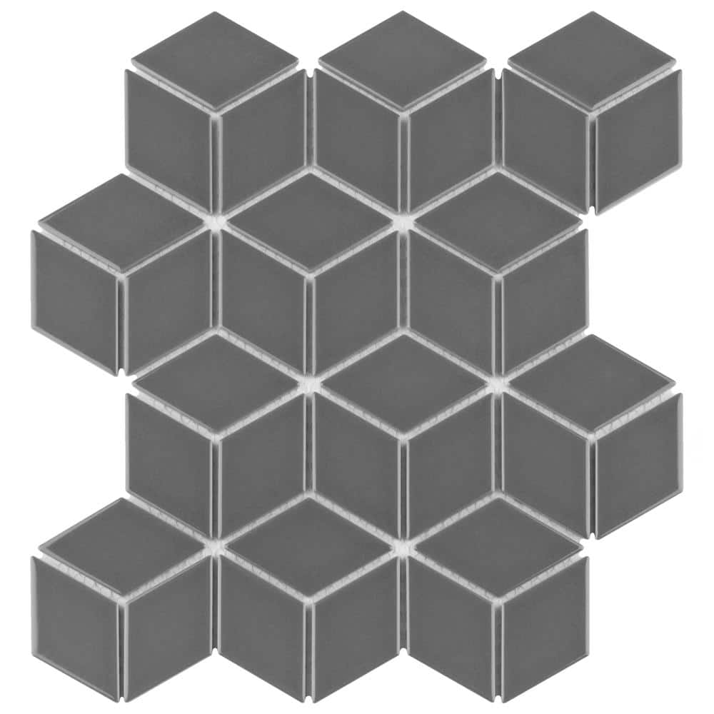 Metro Rhombus Glossy Grey 6 in. x 6 in. Porcelain Mosaic Take Home Tile Sample price history on PriceWatchPro
