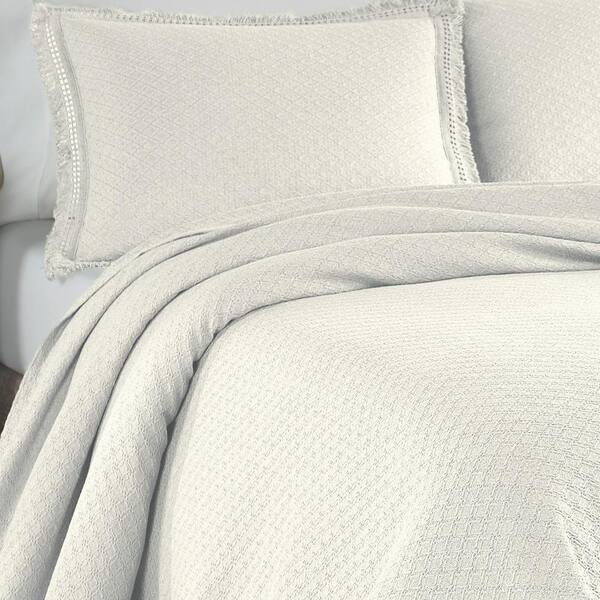 Woven Jacquard Cotton Blend King White Bedspread Set M34kbwjwh Woven Jacquard Cotton Blend King White, Bed Bath And Beyond Coverlets King