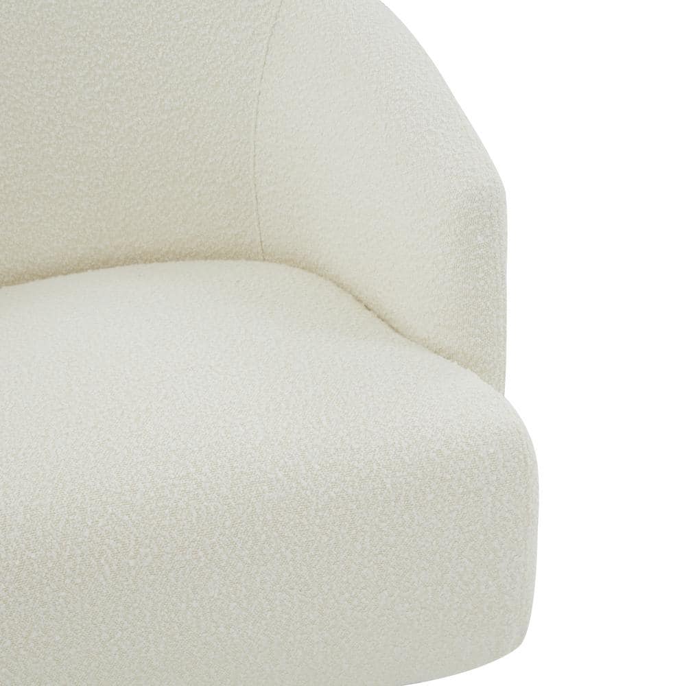 Pollyanne Ivory Boucle & Gold Swivel Barrel Accent Chair
