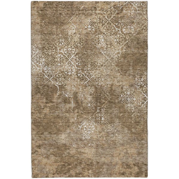 Dream Shag Premium Machine Washable Abstract ADS769 Brown 5 ft. x 7 ft. 6 in. Area Rug