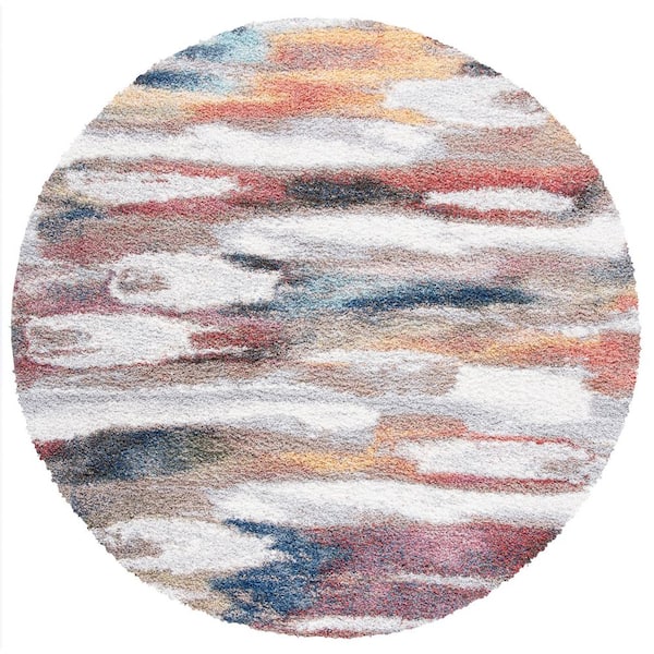 Calista 4 ft. x 4 ft. Ivory/Rust Abstract Multicolor Round Area Rug