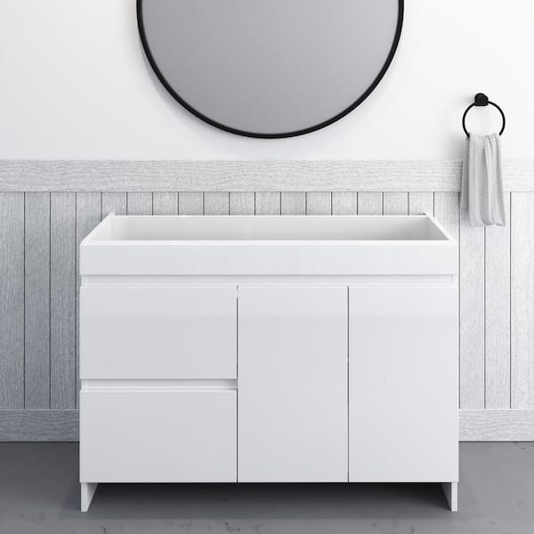 Mace 48 in. W x 20 in. D x 35 in. H Single-Sink Bath Vanity Cabinet without Top in White and Left-Side Drawers