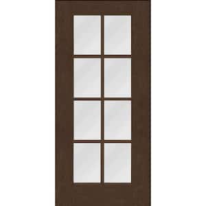 Regency 36 in. x 80 in. Full 8-Lite Universal Handing Clear Glass Hickory Stain Fiberglass Front Door Slab