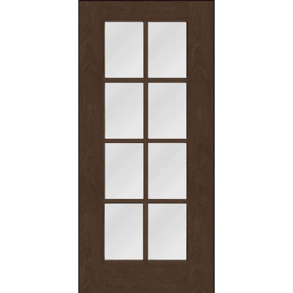 Steves & Sons Regency 36 in. x 80 in. Full 8-Lite Universal Handing Clear Glass Hickory Stain Fiberglass Front Door Slab